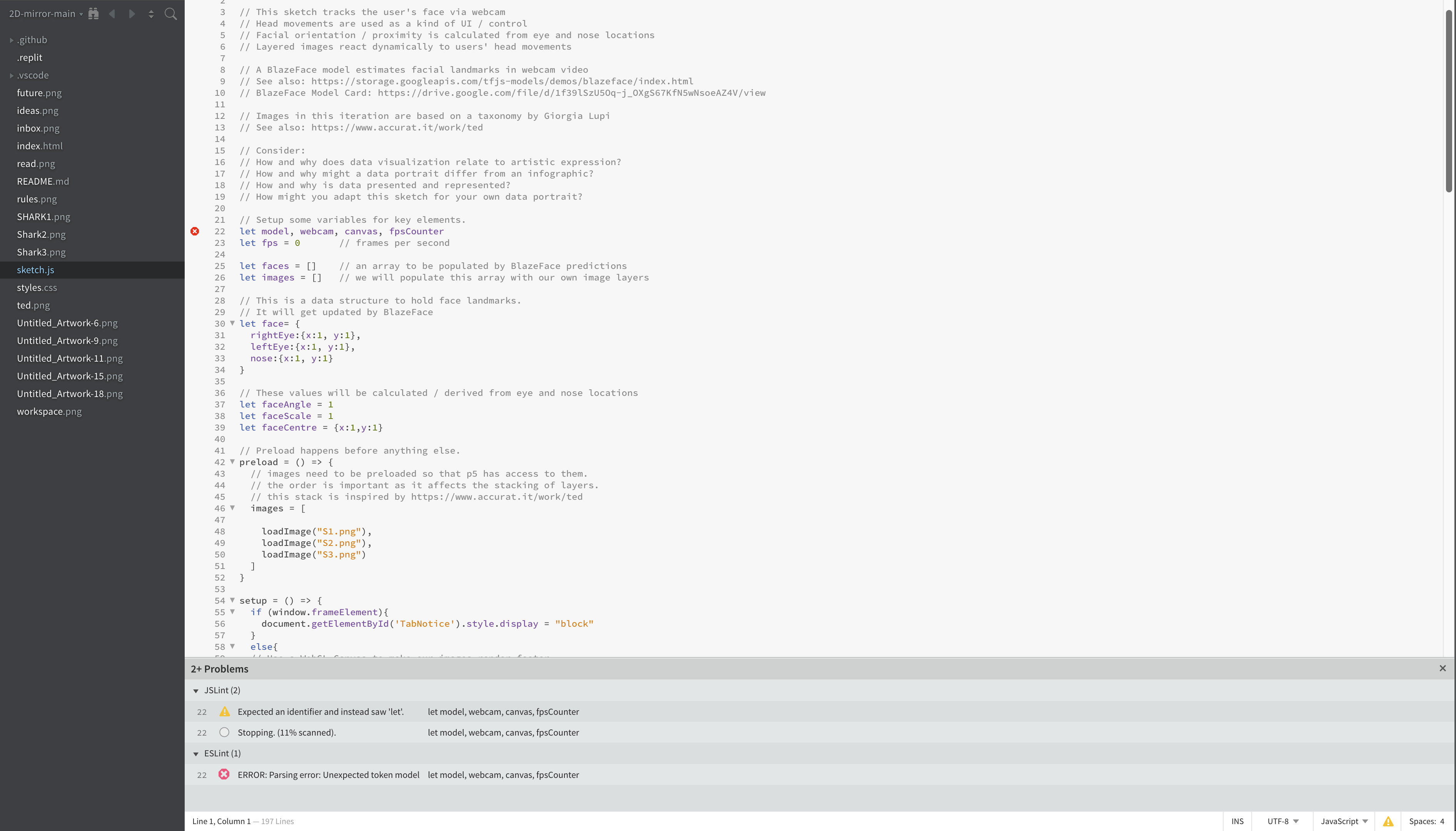 Activity 1 P5.Js blazeface and data portrait exploration